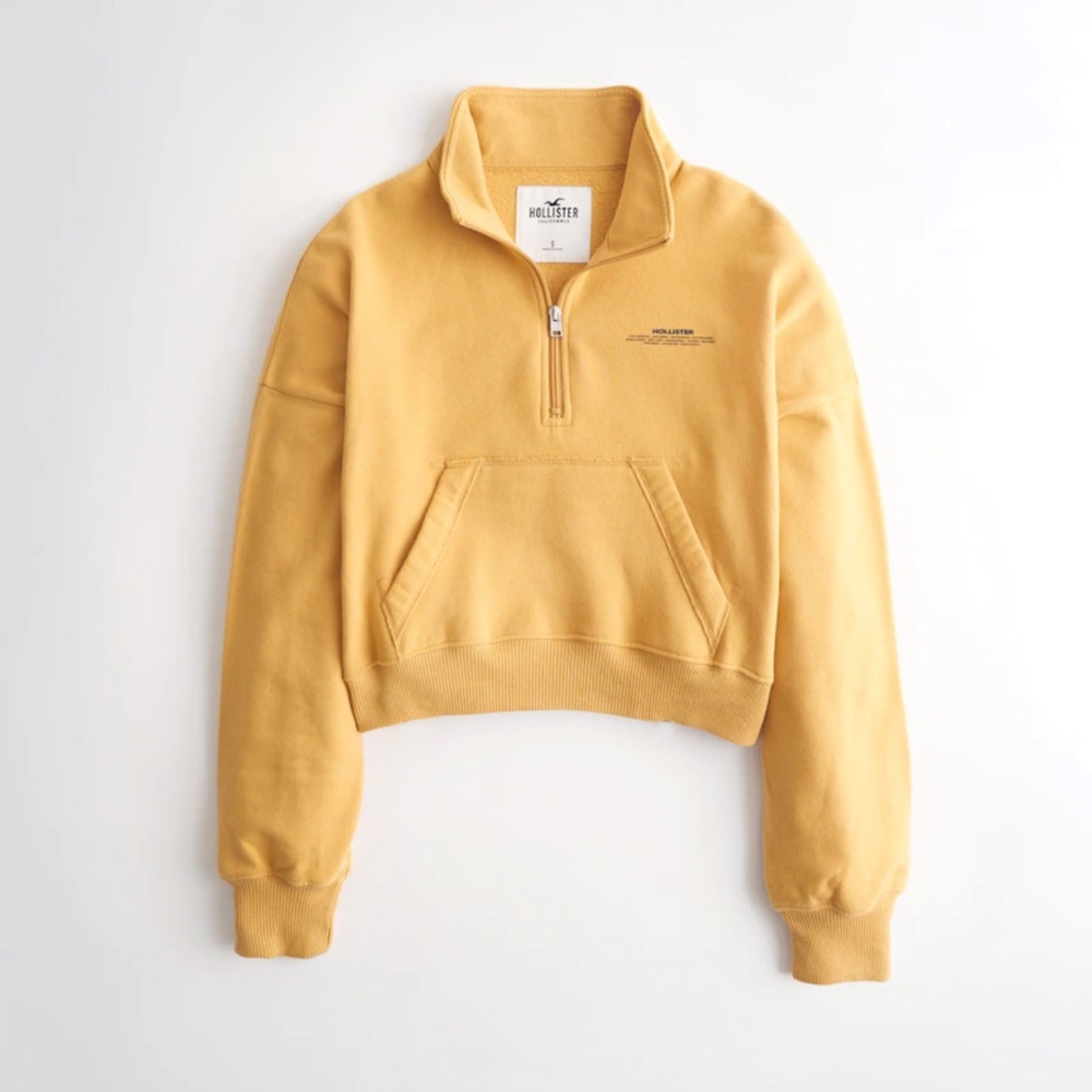 Hollister Crop Half-Zip Mock Neck Sweater